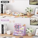 Marbrasse Mesh Desk Organiser Multifunctional Pen Holder Purple 26x23x10 cm view 4
