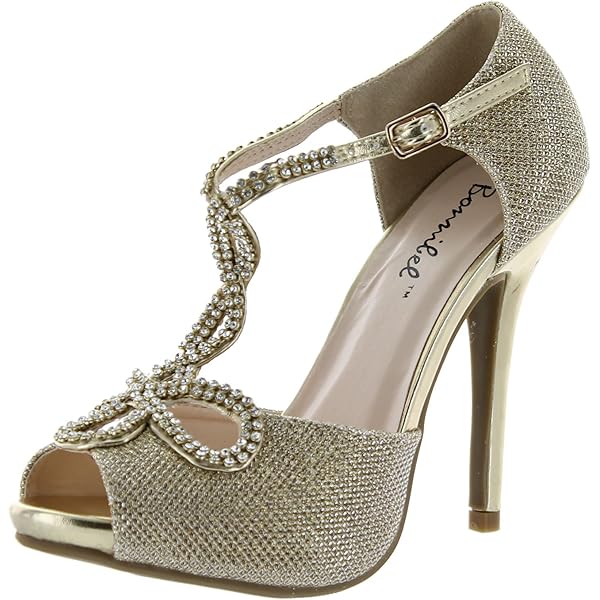 Amazon.com | Michelle D Women's Silver/Gold Glitter Heels 8M