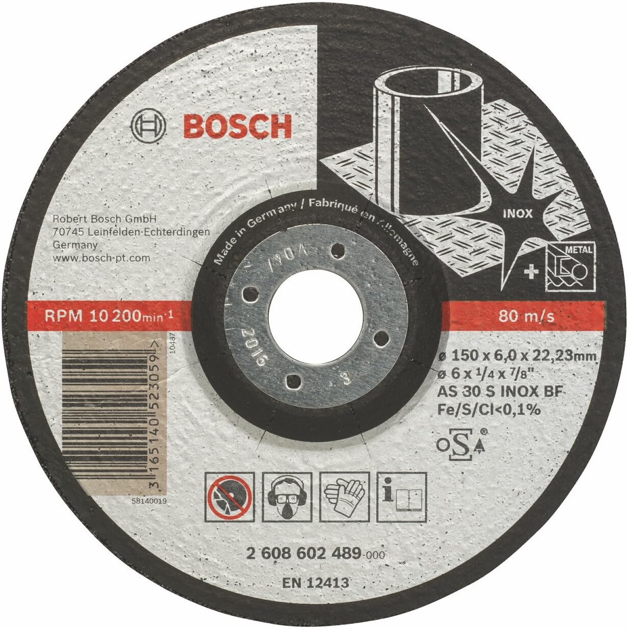 Bosch 1x PRO Stainless Steel Longlife Grinding Disc for Small Angle Grinder and Bore 22.23 mm (for Stainless steel diameter 150 mm