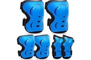 Inkidio Knee Pads for Kids Protective Gear Set with Knee Pads Elbow Pads and Wrist Guards Ideal for Girls Boys Skating Skateboard Scooter Bike