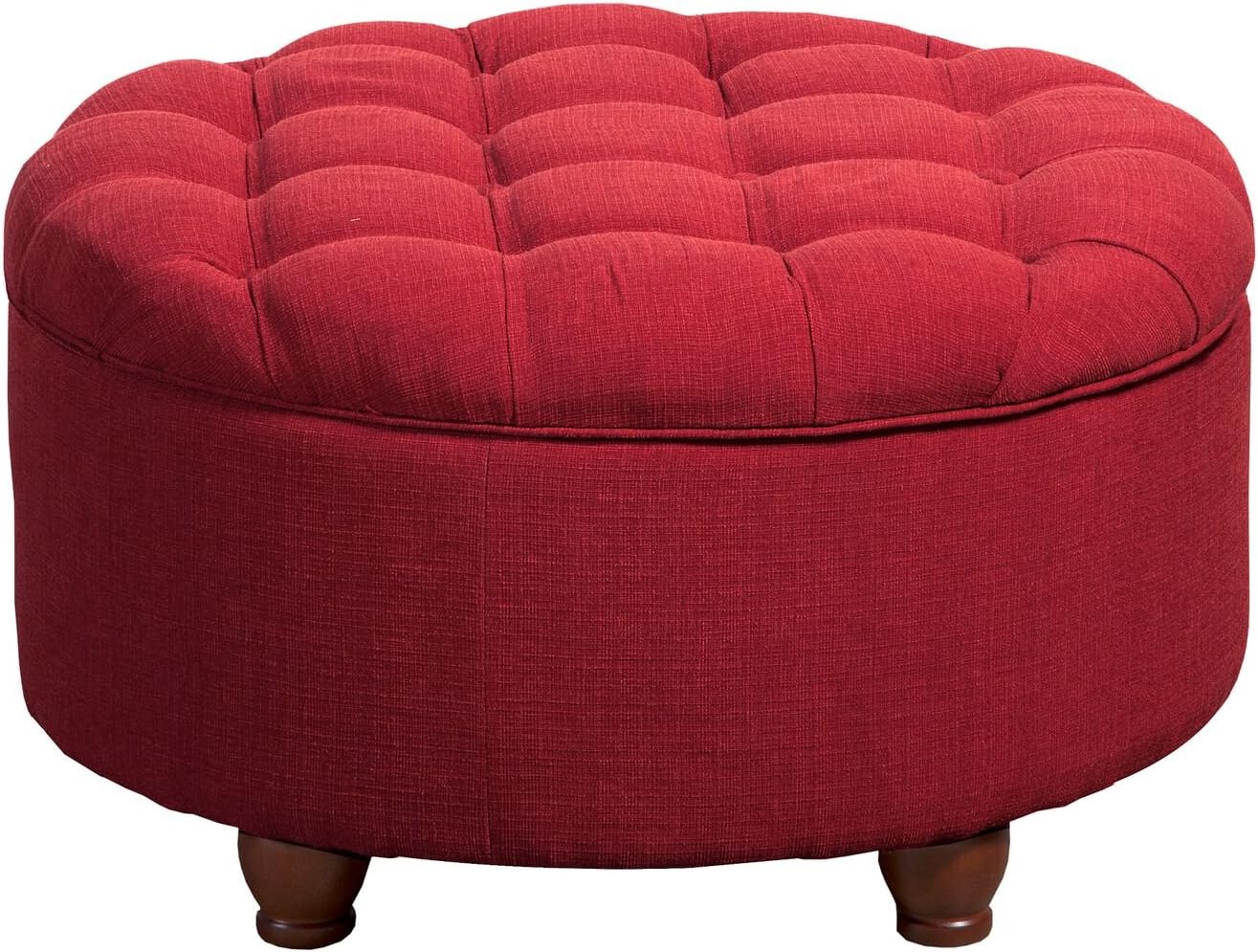 Amazon Com Homepop Upholstered Large Round Button Tufted Storage Ottoman With Removable Lid Red Furniture Decor
