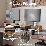 BONTEC Dual Monitor Stand Riser Rustic Brown with Phone Holder view 5