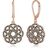 Amazon Essentials 925 Sterling Silver Leverback Celtic Knot Dangle with 18K Gold Plated Hypoallergenic Nickel-Free Earrings