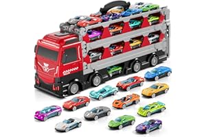 iHaHa 78 inches Transport Truck with 24pcs Die-Cast Cars Toys, Cars Toddler Toys Gifts for 2 3 4 5 6 7 Years Old Boys Girls Kids, Boys Toys Age 3-5 4-7
