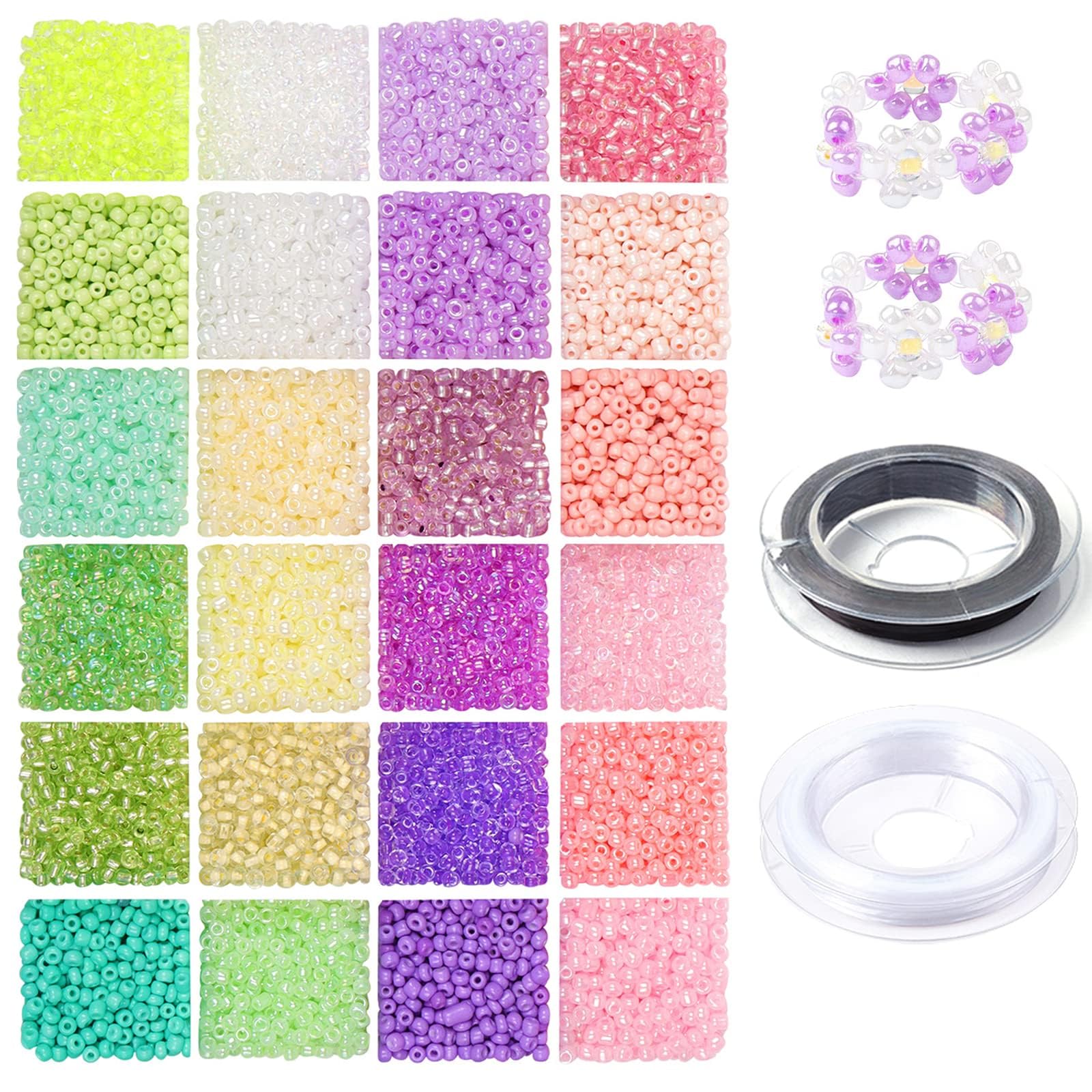 4mm Glass Seed Beads for Bracelet Making Kit,6/0 Multicolour Small Pony Beads for Jewellery Making, Embroidery Necklaces Earrings Crafting