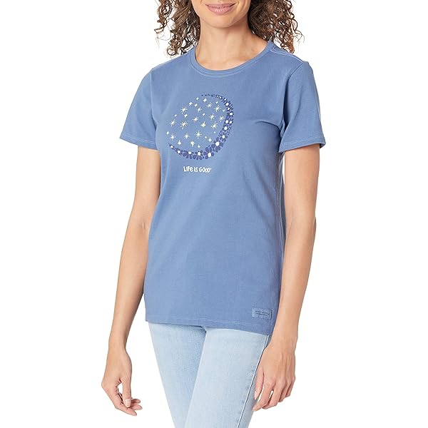 Life Is Good Women's Crafty Have A Nice Daisy Short Sleeve T-Shirt Crusher in Darkest Blue | Size 2XL | Cotton