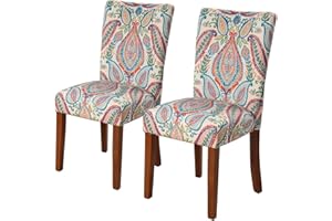 HomePop Parsons Classic Upholstered Accent Dining Chair, Set of 2, Colorful Paisley