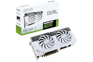 ASUS Dual GeForce RTX™ 4070 White OC Edition 12GB GDDR6X (PCIe 4.0, 12GB GDDR6X, DLSS 3, HDMI 2.1, DisplayPort 1.4a, 2.56-Slot Design, Axial-tech Fan Design, 0dB Technology, and More)
