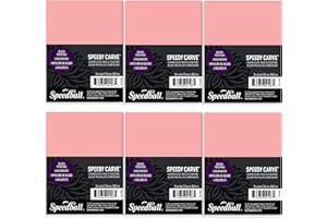Speedball 3 in. x 4 in. Speedy-Carve Linocut Block (6-Pack) - Premium Pink Rubber Linoleum Carving Blocks for Printmaking, Printing, and Stamp Making