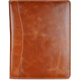 CestAntiQ Buffalo Leather Legal Pad Portfolio Organizer Cognac Brown | Handmade leather padfolio with legal pad holder, notebook sleeve, card holder and organizer for men and women, ideal gift
