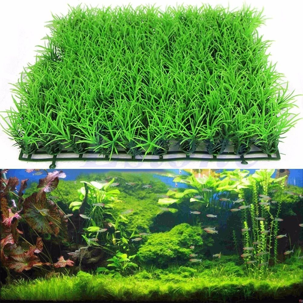 Alotm Aquatic Green Grass Plant Lawn Ornament for Fish Tank Aquarium Decoration Artificial Water Landscape Decor Plant Accessories