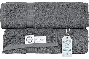SALBAKOS - Premium Jumbo Bath Sheet 2 Pack, 100% Turkish Cotton, Absorbent & Ultra Comfy Bath Towel Sheets for Hotels & Spa | 35"x70" (Gray)