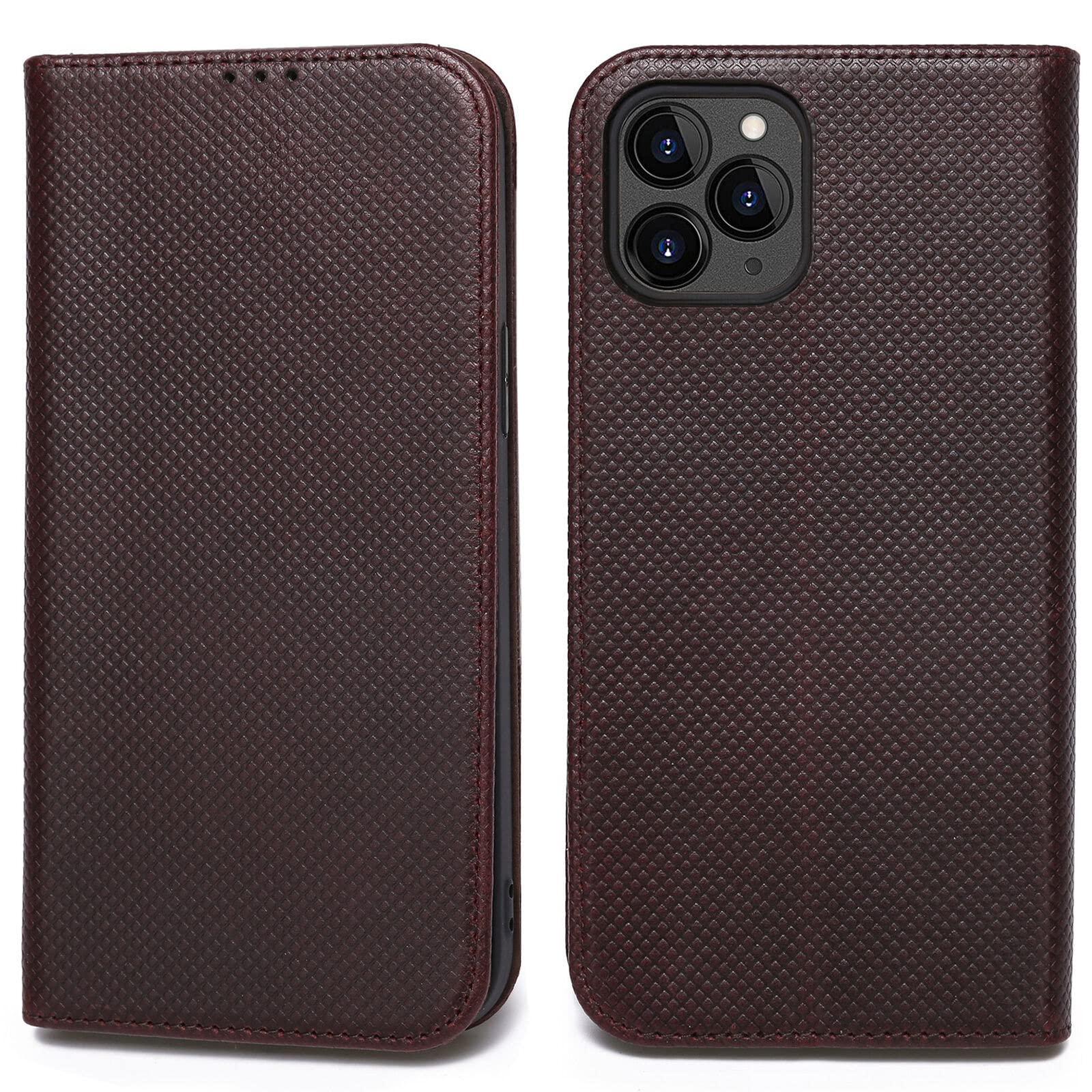 Genuine Leather Case for iPhone 12 Pro Max, Retro Leather Case [Stand Function] [Magnet] [Card Slots] Vintage Mobile Phone Case Leather Flip Case for iPhone Pro Max - 6.7 Inch (Brown)
