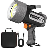 FORTO Marine Spotlight 5000 Lumen, IPX7 Waterproof Rechargeable Boat Flashlight, 25000 Candela Long Range Beam, 7 Light Modes, USB-C Handheld Spotlight for Boating, Hunting &amp; Search Rescue