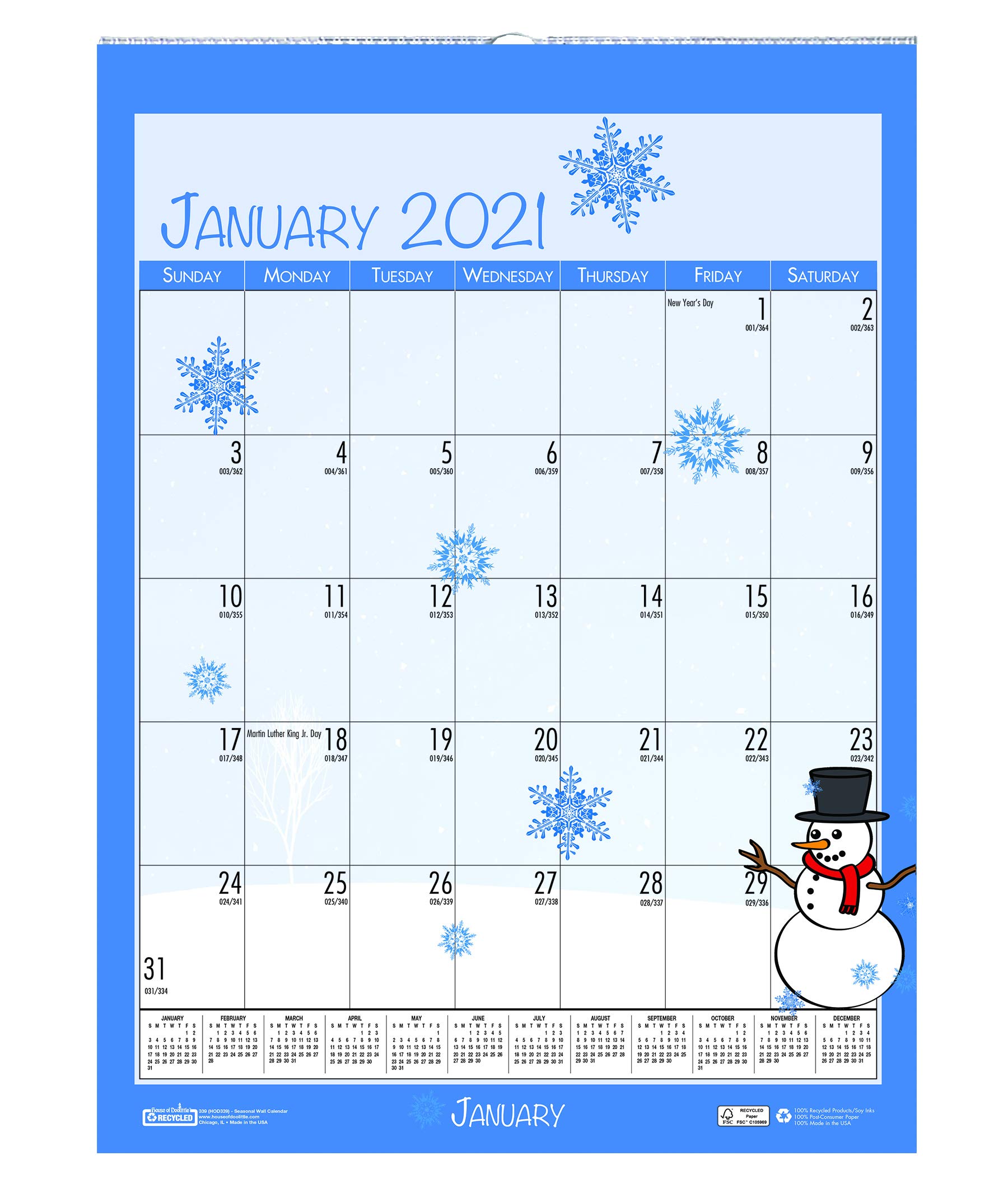 House of Doolittle 2021 Monthly Wall Calendar, Seasonal, 12 x 16.5 Inches, January - December (HOD339-21)