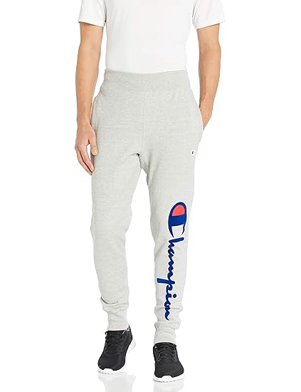 champion flock script grey jogger sweatpants