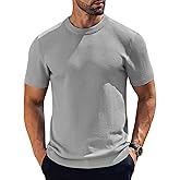 COOFANDY Men's Knit T-Shirts Short Sleeve Crewneck Shirt Casual Textured Pullover Tees