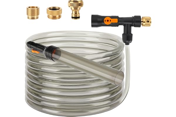 hygger Aquarium Vacuum Water Change Kit 33FT PVC Hose Fish Tank Auto Siphon Gravel Cleaner with 3 Types of Brass Fittings for