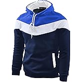 MOONCOLOUR Men's Fashion Novelty Color Block Hoodies Long Sleeve Fleece Hooded Pullover Sweatshirts with Pockets