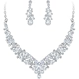 Collier Et Boucles D'Oreilles Triangle - Cristal Autrichien - Plaqué Argent - Pour Mariage Ou Soirée