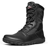 NORTIV 8 Men's Wide Toe Box Barefoot Tactical Boots | Zero Drop Military Work Minimalist Leather Side Zipper Motorcycle Combat Boots