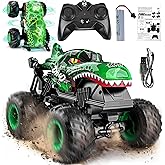 BEZGAR Monster Truck Toys - Remote Control Monster Truck with Light & Music, Dinosaur Toys for Kids, 1:20 Scale RC Truck with 360° Spins and Drifting, Remote Control Car for Boys 4-7