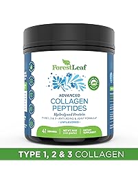Advanced Hydrolyzed Collagen Peptides &ndash; Unflavored Protein Powder - Mixes Into Drinks and Food - Pasture Raised, Grass Fed - for Paleo and Keto; Joints and Bones - 41 Servings - by ForestLeaf