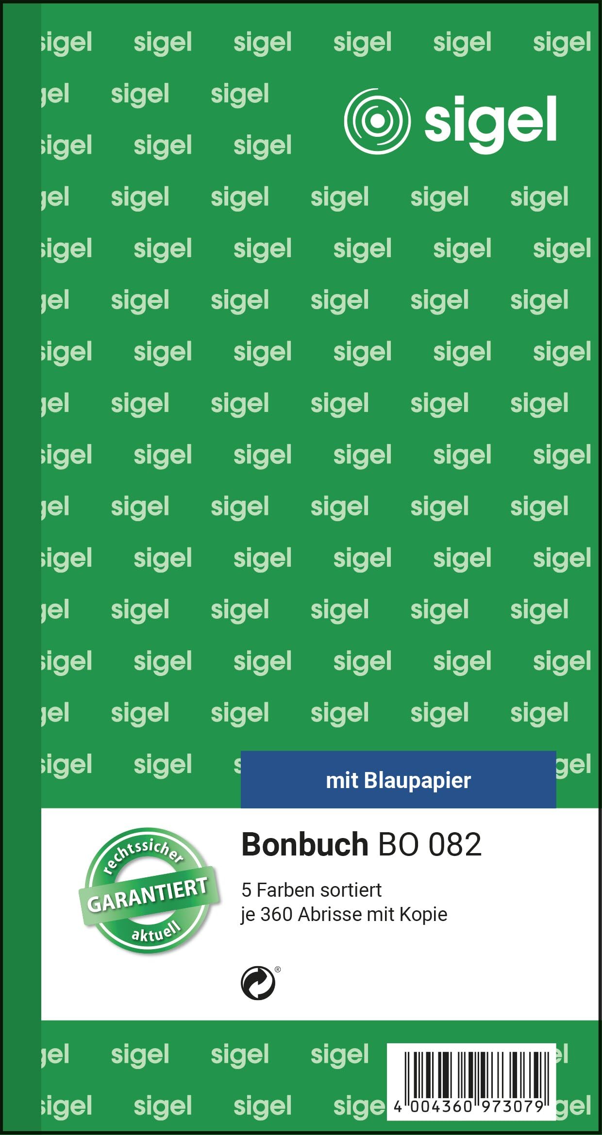 Sigel BO082 Voucher Book 5x 360 Tickets 5 Colours Assorted with Blue Paper 105 x 200 mm 2 x 60 Sheets