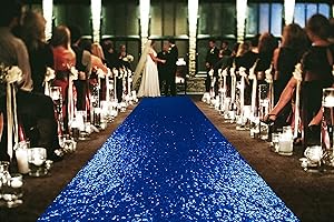 ShiDianYi 2FT x 15FT Blue Sequin Aisle Runner | Sparkling Wedding Decor | Elegant & Dazzling | Perfect for Ceremonies & Events