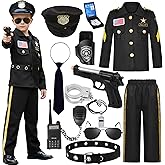 Soyoekbt Police Officer Costume for Kids Cop Costume Outfit Set for Boys Girls with Toy Accessories for Halloween Theme Party
