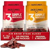 Jack Link's Steak Slices - Original &amp; Hickory Smoked - (4 Pack) 2 oz | Made with 3 Simple Ingredients - Ready to Eat, Simple Protein Snack - 31g Protein per Package