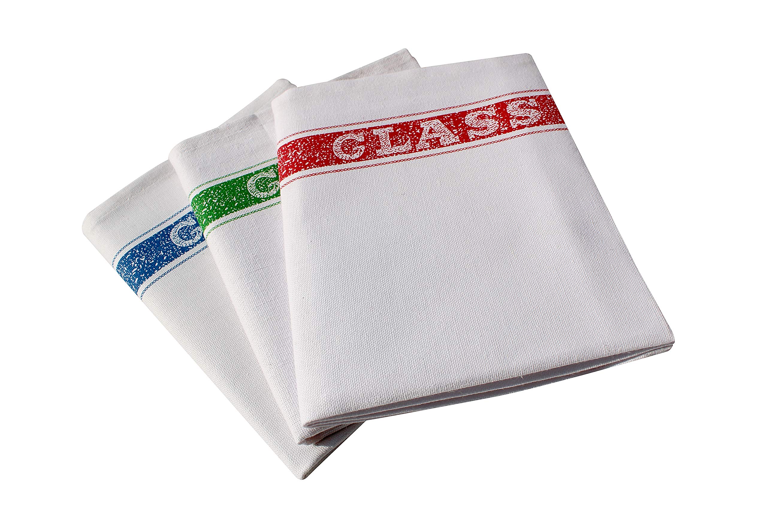 Pack of 10 Cotton Glass Cloth Tea Towel XL (50 x 70 cm) – Glass Polishing Cloth for Drying up Cloths - Colour Coded Cleaning Cloths – Catering Professional Tea Towels