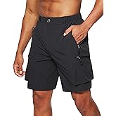 Pudolla Men's Hiking Cargo Shorts Quick Dry Outdoor Travel Shorts for Men with Multi Pocket for Fishing Camping Casual