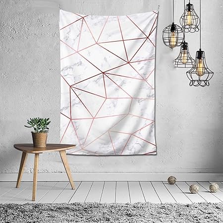 Amazon Co Jp 大理石のテクスチャローズゴールドの幾何学模様 タペストリー おしゃれ レトロ 大判 壁掛け壁画 掛け ファブリック装飾 多機能 モダンなアート 模様替え 部屋 窓カーテン 装飾用品 Generic