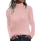 Zeagoo Womens Sweaters Turtleneck Cable Knit Long Sleeve Pullover Cute Fitted Trendy Basic Fall Winter Tops