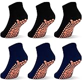 GRPSKCOS Boys Grip Socks 6 Pairs Kids Grip Socks Trampoline Sock Anti-Skid Ankle Sticky Sock for 2-13 Years Boys Girls