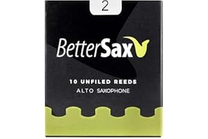 BetterSax Alto Saxophone Jazz Cut Reeds – 2 Strength (10-Pack), Organic French Cane, Easy Response & Rich Tone, Ideal for Beginners & Jazz Musicians, Eco-Friendly, Plastic-Free Packaging