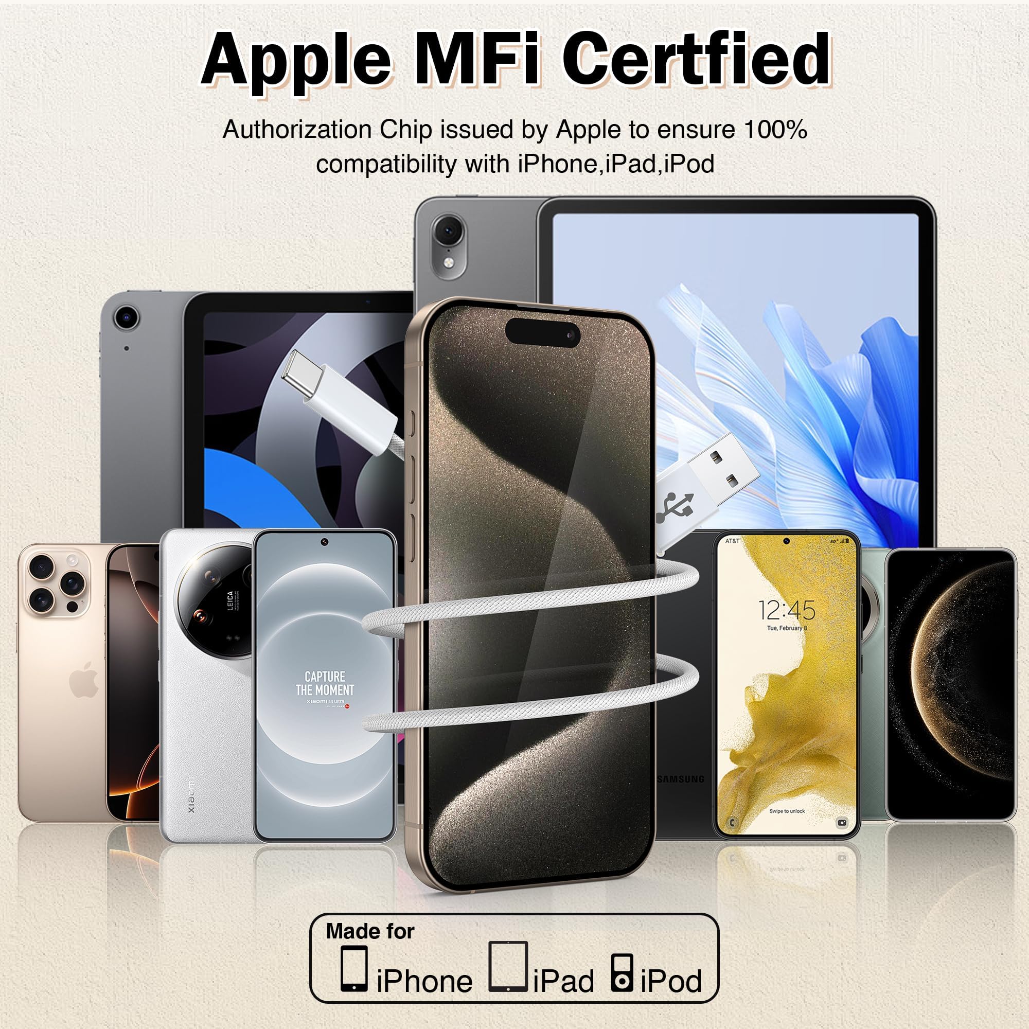 USB C Kabel 2M [2 Stück] 3.1A Ladekabel USB C Schnellladekabel, USB A auf USB C Kabel Mit iPhone 17/16/15 Pro Max,Galaxy S24/S23/S22/S21, Note 10, Huawei P40/P30, Google Pixel 6