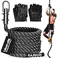 DAJOUJS Climbing Rope 1.5 Inch Diameter 10/15 / 20/30 Feet Length Gym Climbing Rope for Workout Fitness & Strength Training, Gym Rope, Exercise Climbing Rope in Black for Adults Outdoor & Indoor