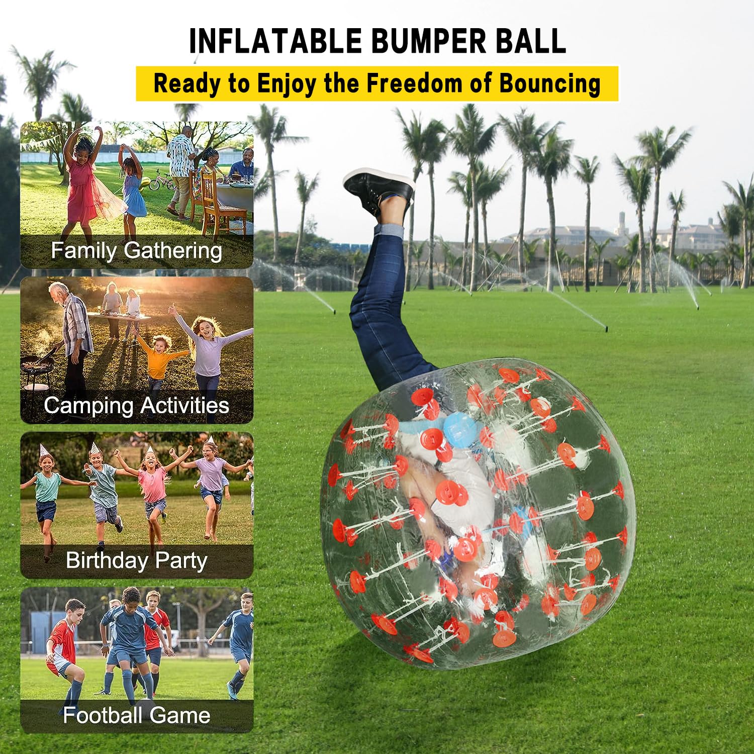 Aceshin Inflatable Bumper Ball 1.5M/5FT Diameter Bubble Soccer Ball, Inflatable Body Zorb Balls for Adults or Children (Red Dot)