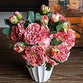 DUYONE Silk Peony Fake Flowers Large Long Stem Plants for Decoration Home Decor Living Room Artificial Flowers Decoration (Orange 4pcs)