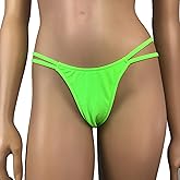 G-String Thong V- String Thong Neon Green Double Strappy Thong Mini Micro Panty Rave Outfits Clubwear Skimpy Bikini Beach Panties Tanga Underwear Lingerie Exotic Dancewear Panties