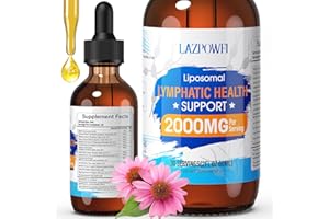 Lazpowfi Liposomal Lymphatic Drops,2000mg Lymphatic Drainage Supplements with Echinacea, Dandelion, Elderberry, Cleavers, Astragalus, Burdock & More,Lymphatic Support Drops,2 FL OZ-Strawberry Flavor
