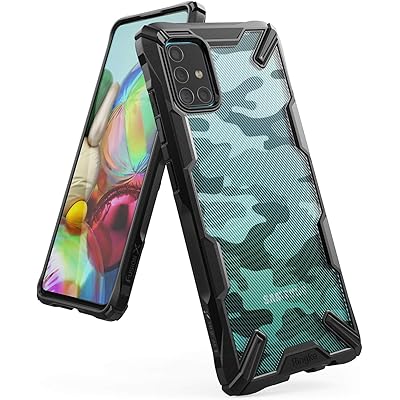 Ringke Fusion-X Compatible with Galaxy A71 Case, Camouflage Design Back Heavy Duty Shockproof TPU Rugged Bumper Phone Cover (NOT for Galaxy A71 5G) - Camo Black
