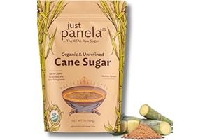 Just Panela Organic Unrefined Cane Sugar 1 Pound | 100% Unprocessed, Raw Sugar | Great for Baking, Cooking & Sweetening | Healthier Alternative to Regular Refined Sugar