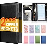 Forvencer Server Book, 2 Zipper Pocket, Server Books for Waitress, Waitress Book for Servers, Fits Waitress Apron, Guest Book, Waitress Accessories, Serving Book,Receipt Holder, Black