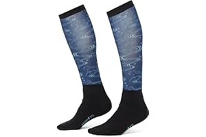 Kerrits Kids Dual Zone Equestrian Tall Boot Socks – Kids Knee-High Horse Riding Socks with Foot Cushion & Horse Print