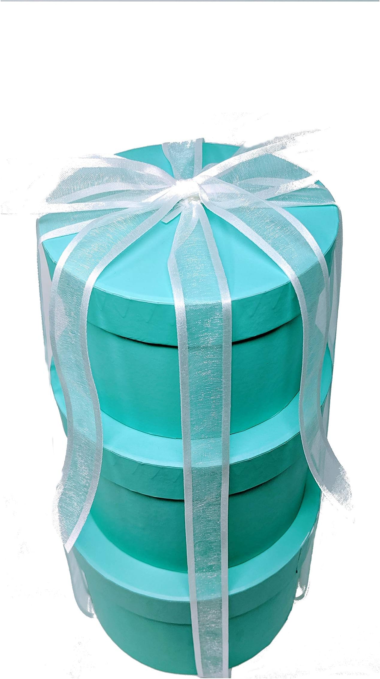 LACrafts Robins Egg Blue Nested Boxes - Set of 3 for Baby Shower, Weddings, and Birthdays (ROUND)