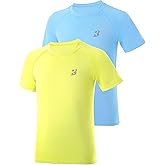 Roadbox Boys Rash Guard Swim Shirt, 2Pack UPF 50+ Sun Protection Short Sleeve, Quick Dry Rashguard Water Shirt for Kids