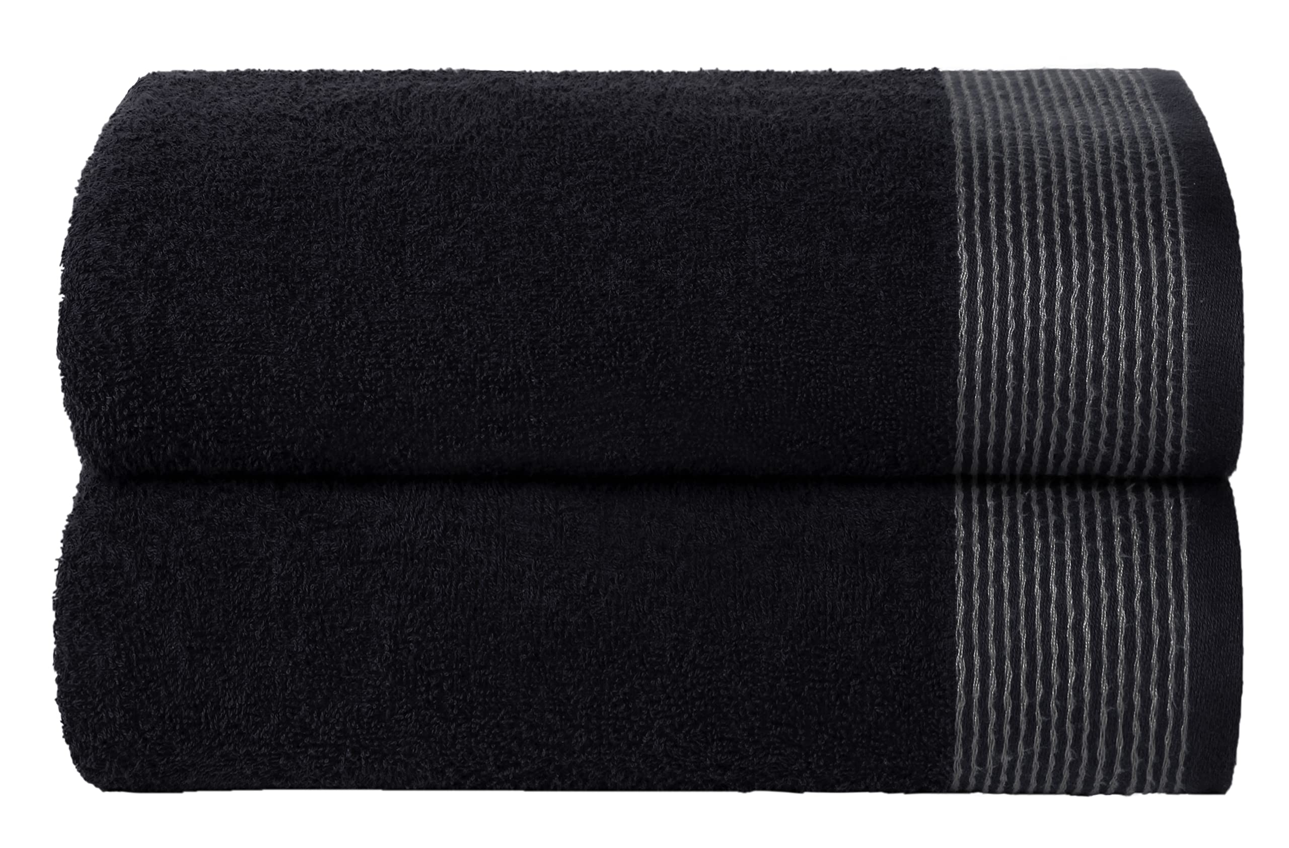 Photo 1 of BELIZZI HOME Ultra Soft 2 Pack Oversized Bath Towel Set, 28x55 inches, 100% Cotton, Large, Absorbent, Quick Dry, Lightweight, Ideal for Gym, Travel, Camp, Pool - Black